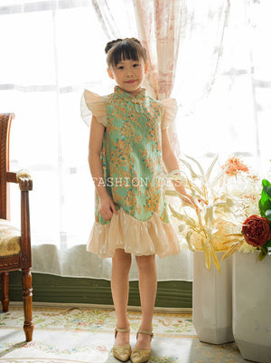 🍃MFD独家亲子系列🍃高品质女童提花旗袍连体裙 RM109 Only☁️（2-P4）