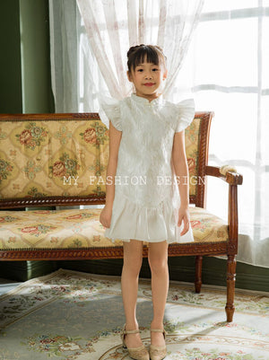 🍃MFD独家亲子系列🍃高品质女童提花旗袍连体裙 RM109 Only☁️（1-J3）