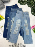 🔥爆款新品🔥高品质高腰牛仔破洞长裤 RM79 Only🌸 （1-Q4）