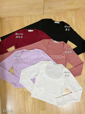 （现货）休闲棉质大U领口长袖上衣 RM25.90 Only🌷 （1-B2）