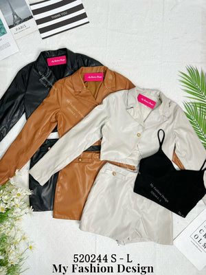 #️⃣🔥爆款新品🔥高品质气质款三件套皮质套装 上衣 ➕ 内搭 ➕ 裤子 RM129 Only🌸