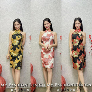 #️⃣🔥爆款新品🔥高品质提花挂脖款旗袍连体裙 RM119 Only🌸