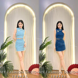 爆款新品🔥高品质气质款牛仔旗袍套装 上衣 ➕ 裤裙 RM115 Only🌸