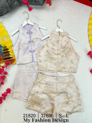 🔥爆款新品🔥高品质cut in款提花旗袍套装 上衣 ➕ 短裤 RM109 Only🌸（1-Q3）