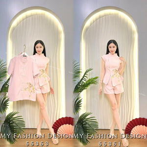 🔥爆款新品🔥高品质修身刺绣款中式套装 上衣 ➕ 短裤 RM119 Only🌸