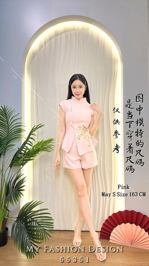 🔥爆款新品🔥高品质修身刺绣款中式套装 上衣 ➕ 短裤 RM119 Only🌸
