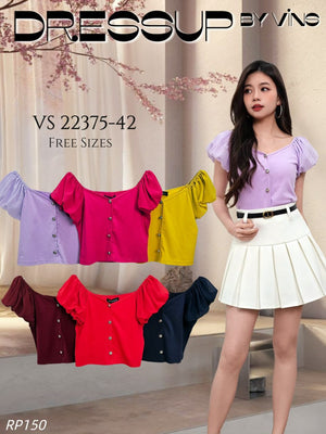 【补现货】22375 百搭棉质上衣 RM25 Only🌸 （原价 RM42 ）