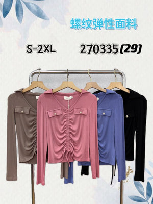 【补现货】270335 中大码螺纹针织长袖上衣 RM29 ONLY