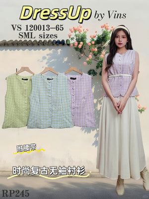 【补现货】🔥爆款新品 🔥 复古无袖衬衫  RM35.00 Only🌸（原价 RM65.00）