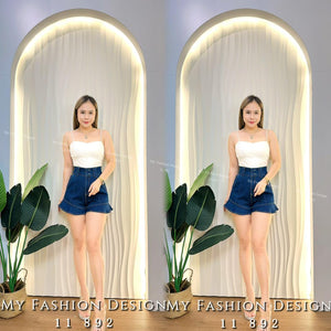 🔥爆款新品🔥高品质高腰牛仔荷叶边短裤 RM58.65 Only🌸 （原价 RM69 ）（1-J2）