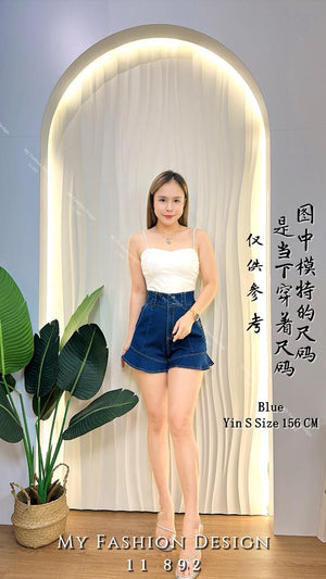 🔥爆款新品🔥高品质高腰牛仔荷叶边短裤 RM58.65 Only🌸 （原价 RM69 ）（1-J2）