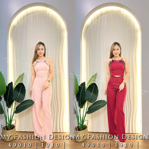 🔥爆款新品🔥高品质吊带时装套装 上衣 ➕ 长裤 RM92.65 Only🌸 （原价 RM109 ）（1-J2）