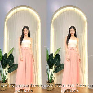 🔥爆款新品🔥高品质高腰雪纺拼接宽脚长裤 RM63.75 Only🌸 （原价 RM75 ）（1-J2）