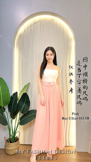 🔥爆款新品🔥高品质高腰雪纺拼接宽脚长裤 RM63.75 Only🌸 （原价 RM75 ）（1-J2）