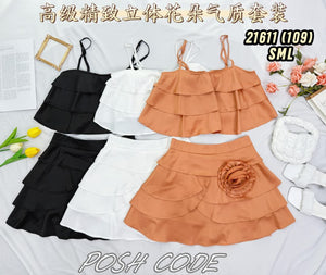 （补现货）21611 高品质立体花时装套装 上衣 ➕ 裤裙 RM109 Only🌸