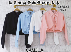 （补现货）14274高品质假两件衬衫上衣 RM62 Only🌸
