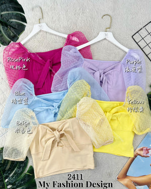 爆款新品🔥 高品质棉质拼接网纱上衣 RM45 Only🌸（2-A3）