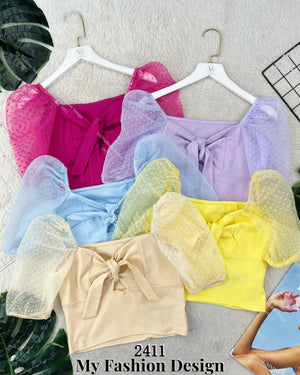 爆款新品🔥 高品质棉质拼接网纱上衣 RM45 Only🌸（2-A3）