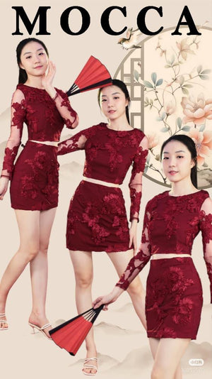 爆款新品🔥高品質修饰款蕾丝套装 上衣 ＋ 裤裙  RM109 Only🌸 （2-A3）