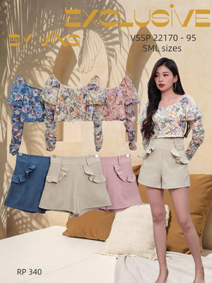 【补现货】🛍️爆款新品🛍️高品质气质花花套装 上衣 ➕ 短裤 RM35.90 Only🌸（原价 RM95）