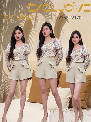 【补现货】🛍️爆款新品🛍️高品质气质花花套装 上衣 ➕ 短裤 RM35.90 Only🌸（原价 RM95）