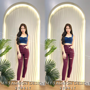 爆款新品❤️‍🔥 高品质高腰修身破洞长裤 RM69 Only🌸 (1-D1)