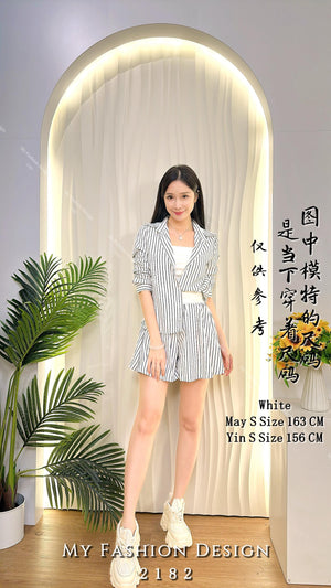 🔥黑卡独家爆款🔥 高品质条纹款衬衫套装 上衣 ➕ 短裤 RM109 Only🌸（2-K1）