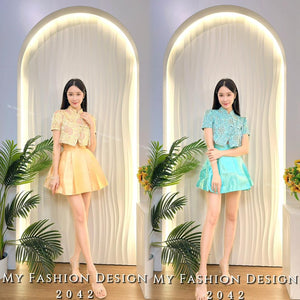 🧨金卡独家爆款🧨高品质提花款旗袍套装 上衣 ➕ 裤裙 RM119 Only🌸（2-K3）