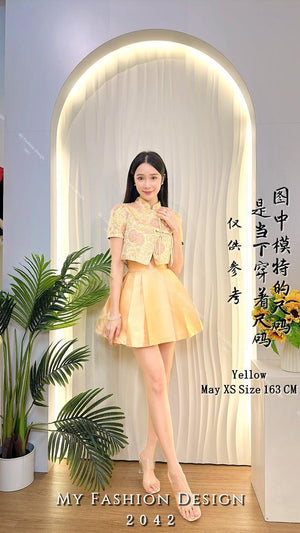 🧨金卡独家爆款🧨高品质提花款旗袍套装 上衣 ➕ 裤裙 RM119 Only🌸（2-K3）