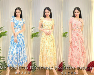 🔥MFD独家爆款🔥高品质气质雪纺花花套装 上衣 ➕ 裙子 RM99 Only🌸（2-O3）