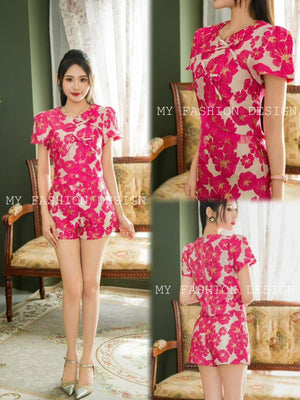 🔥MFD独家爆款🔥高品质气质提花款套装 上衣 ➕ 短裤 RM139 Only🌸 （2-O3）