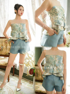 🔥MFD独家爆款🔥高品质提花款新式套装 上衣 ➕ 短裤 RM139 Only🌸 （2-O3）