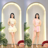 🔥MFD独家爆款🔥高品质网纱拼接提花旗袍套装 上衣 ➕ 短裤 RM139 Only🌸 （2-J3）