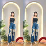 🔥爆款新品🔥高品质高腰牛仔破洞长裤 RM79 Only🌸 （1-Q4）