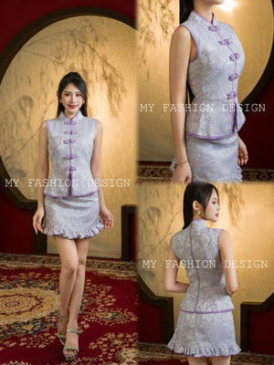 🔥MFD独家爆款🔥高品质提花款旗袍套装 上衣 ➕ 裤裙 RM159 Only🌸（1-R1）