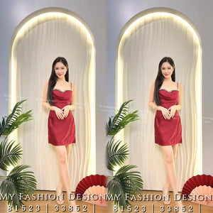 爆款新品🔥高品质吊带款缎面连体裙 RM89 Only🌸