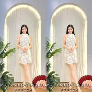 🔥爆款新品🔥高品质cut in款蕾丝拼接缎面连体裙 RM89.90 Only🌸 (原价 RM105 ）（补现货）