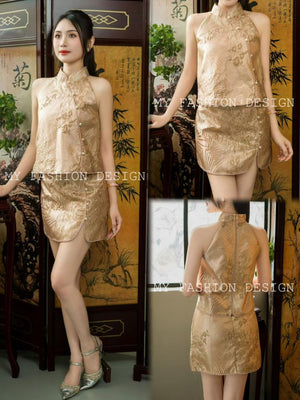 🔥银卡独家爆款🔥高品质cut in款提花旗袍套装 上衣 ➕ 裤裙 RM149 Only🌸（1-C2）