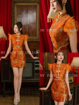 🔥独家爆款🔥高品质气质提花款旗袍套装 上衣 ➕ 裤裙 RM159 Only🌸（1-G3）