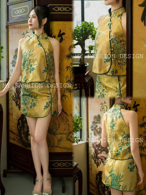 🔥银卡独家爆款🔥高品质cut in款提花旗袍套装 上衣 ➕ 裤裙 RM149 Only🌸（1-C2）