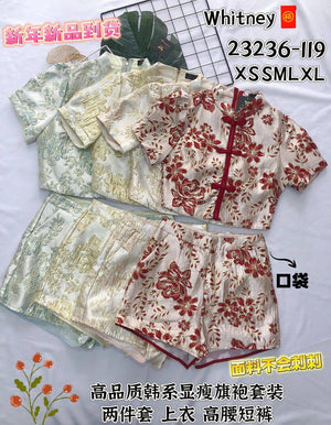 爆款新品🔥 高品质提花旗袍套装 上衣 ＋ 短裤  RM119 Only🌸【补现货】