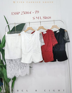 【补现货】25054 蕾丝套装 上衣➕ 裤裙 RM45 Only🌸 （原价 RM79 ）