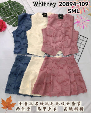 (补现货）🔥爆款新品🔥高品质小香风套装 上衣 ➕ 裤裙 RM99 Only💮（原价 RM109）