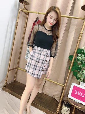 爆款新品🔥高品质网纱拼接格子连体裤裙 RM 75 ONLY ❤️(2-L2）