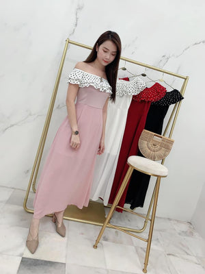 高品质一字领波点长裙 Rm 85（Whiney）（SH-D4）