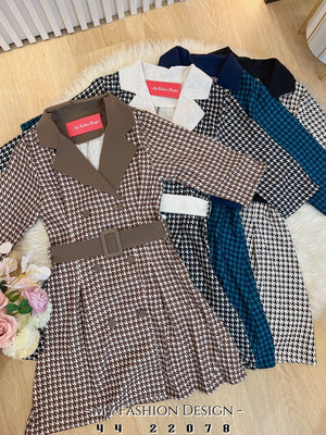 爆款新品🔥高品质气质千鸟格连身裙 RM89（3-W3）