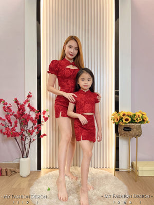 !! !! 🔥黑卡独家爆款🔥 高品质童装提花旗袍套装 上衣 ➕ 裤裙 RM88 Only🌸（2-J2）